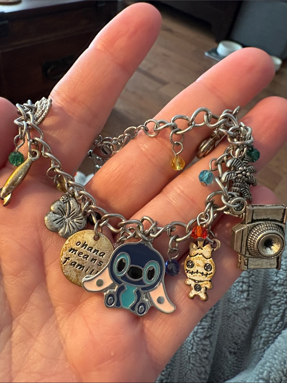 Disney Blue and Silver Stitch Charm Bracelet